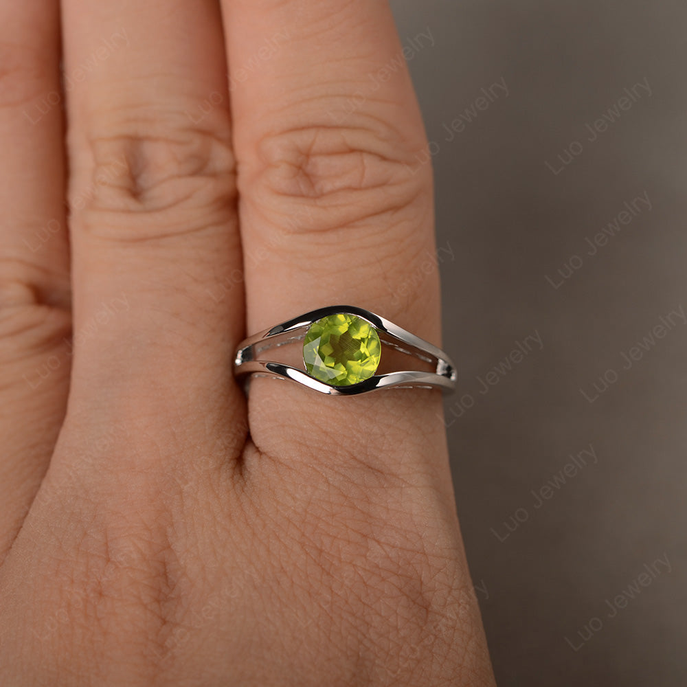 Vintage Peridot Ring Solitaire Wedding Ring - LUO Jewelry