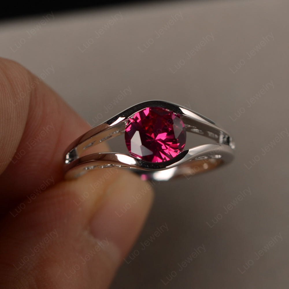 Vintage Ruby Ring Solitaire Wedding Ring - LUO Jewelry