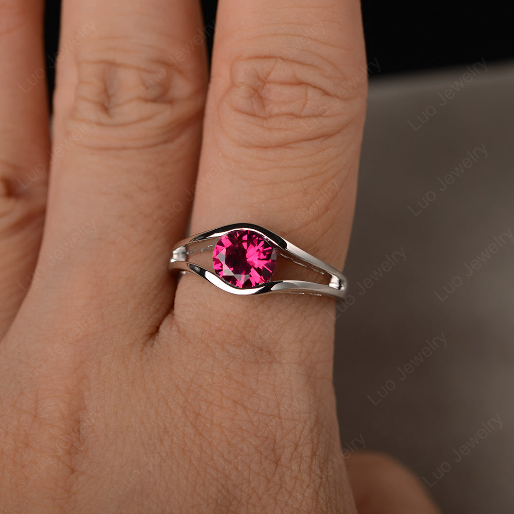 Vintage Ruby Ring Solitaire Wedding Ring - LUO Jewelry