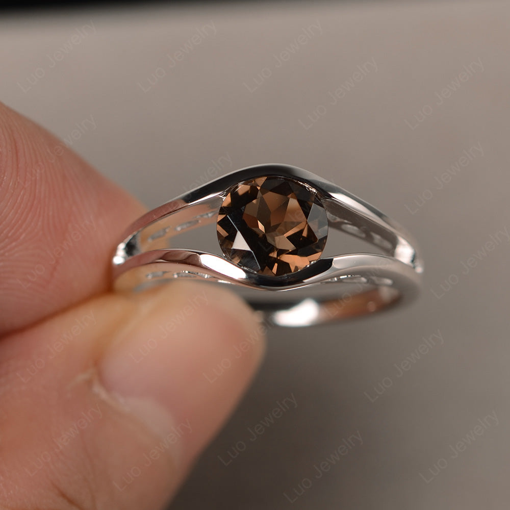 Vintage Smoky Quartz  Ring Solitaire Wedding Ring - LUO Jewelry