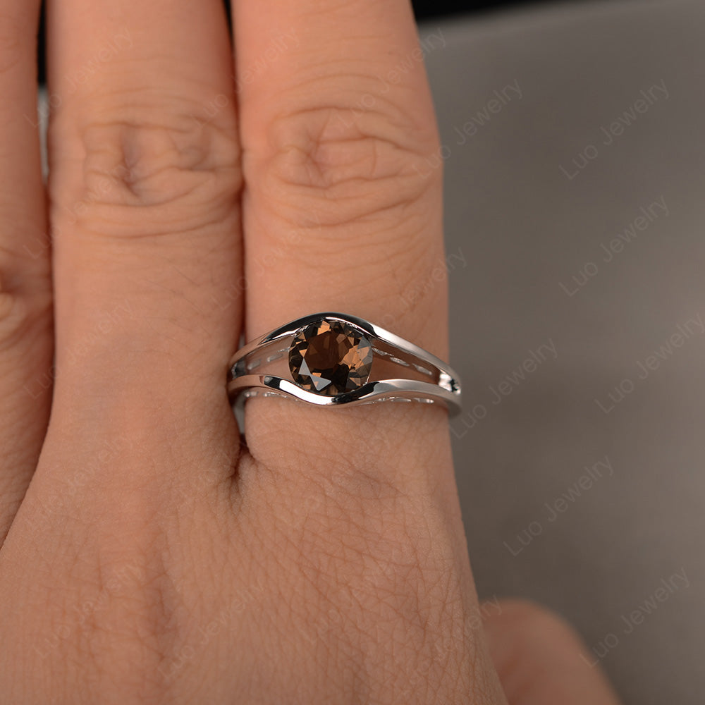 Vintage Smoky Quartz  Ring Solitaire Wedding Ring - LUO Jewelry