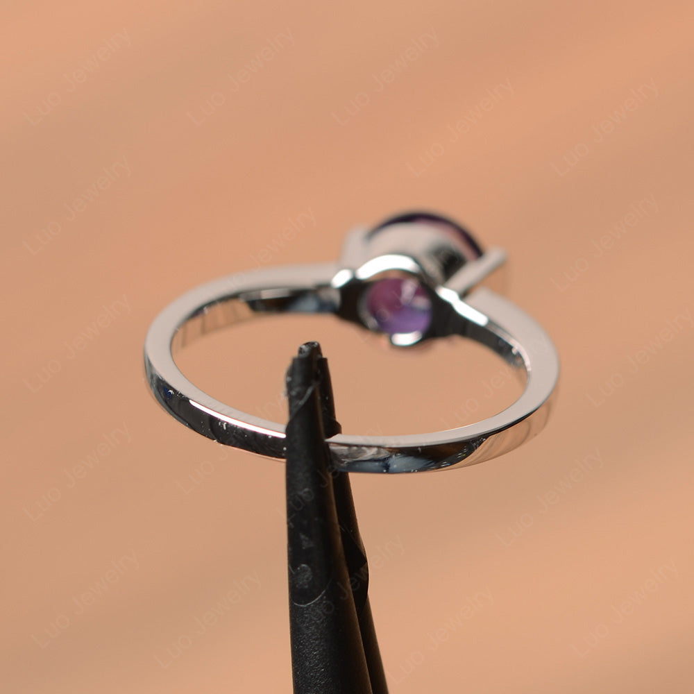 Round Cut Amethyst Solitaire Bezel Ring - LUO Jewelry