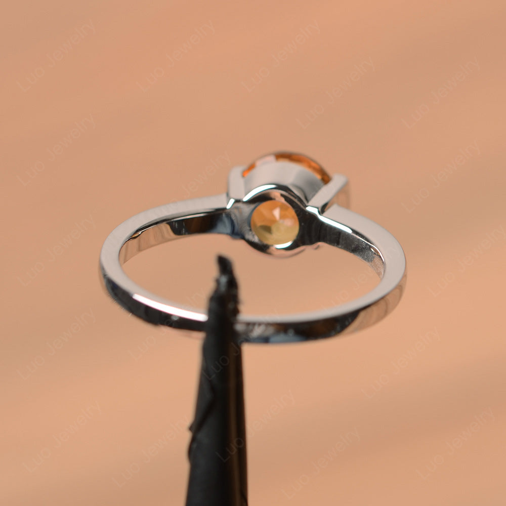 Round Cut Citrine Solitaire Bezel Ring - LUO Jewelry