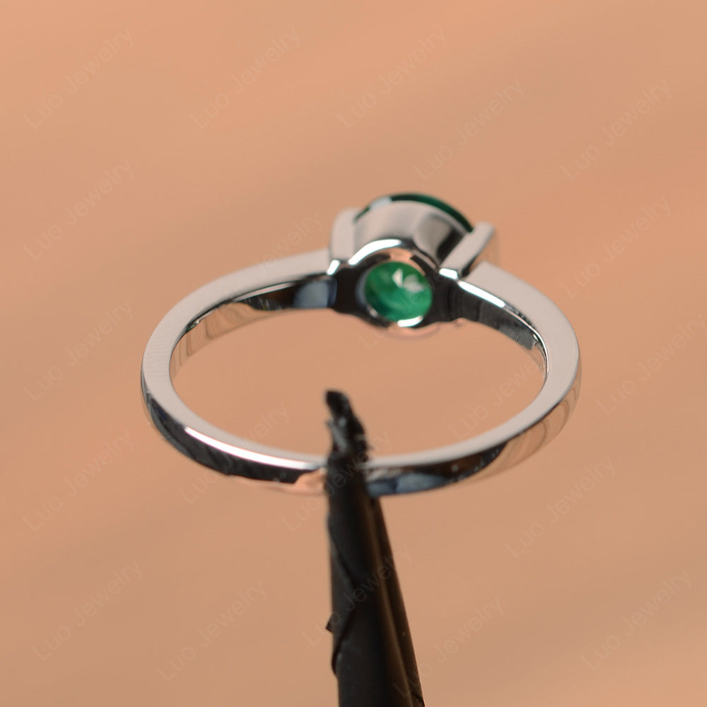 Round Cut Lab Emerald Solitaire Bezel Ring - LUO Jewelry