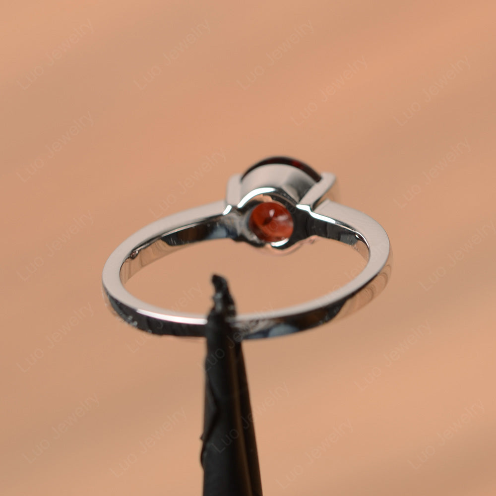 Round Cut Garnet Solitaire Bezel Ring - LUO Jewelry