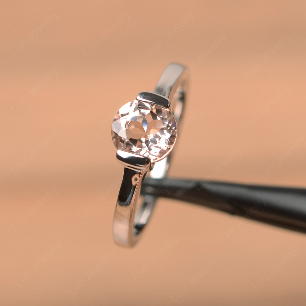 Round Cut Morganite Solitaire Bezel Ring - LUO Jewelry