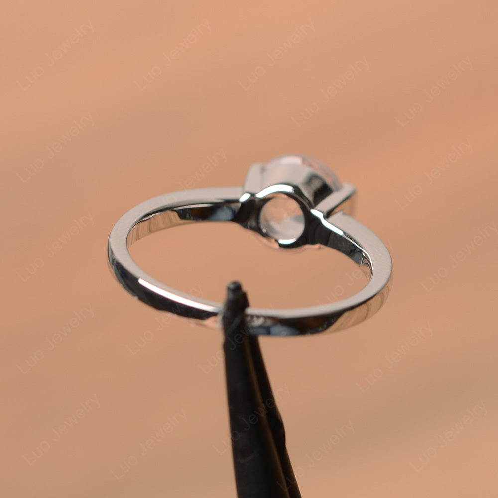 Round Cut Rose Quartz Solitaire Bezel Ring - LUO Jewelry