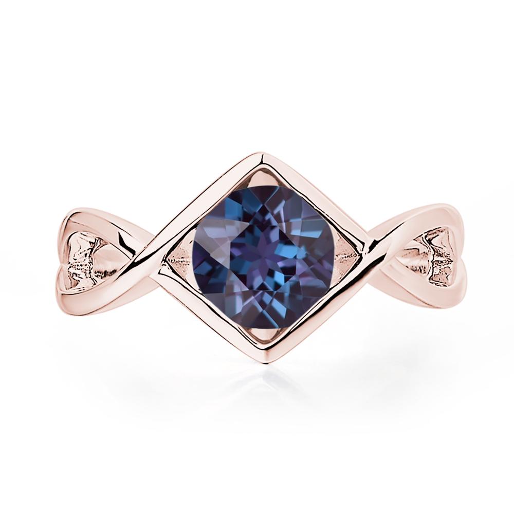 Lab Alexandrite Bezel Set Infinity Solitaire Ring - LUO Jewelry #metal_18k rose gold