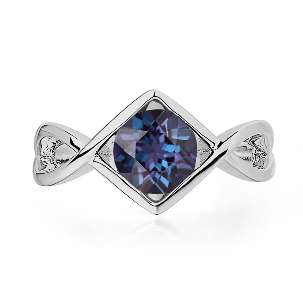 Lab Alexandrite Bezel Set Infinity Solitaire Ring - LUO Jewelry #metal_platinum