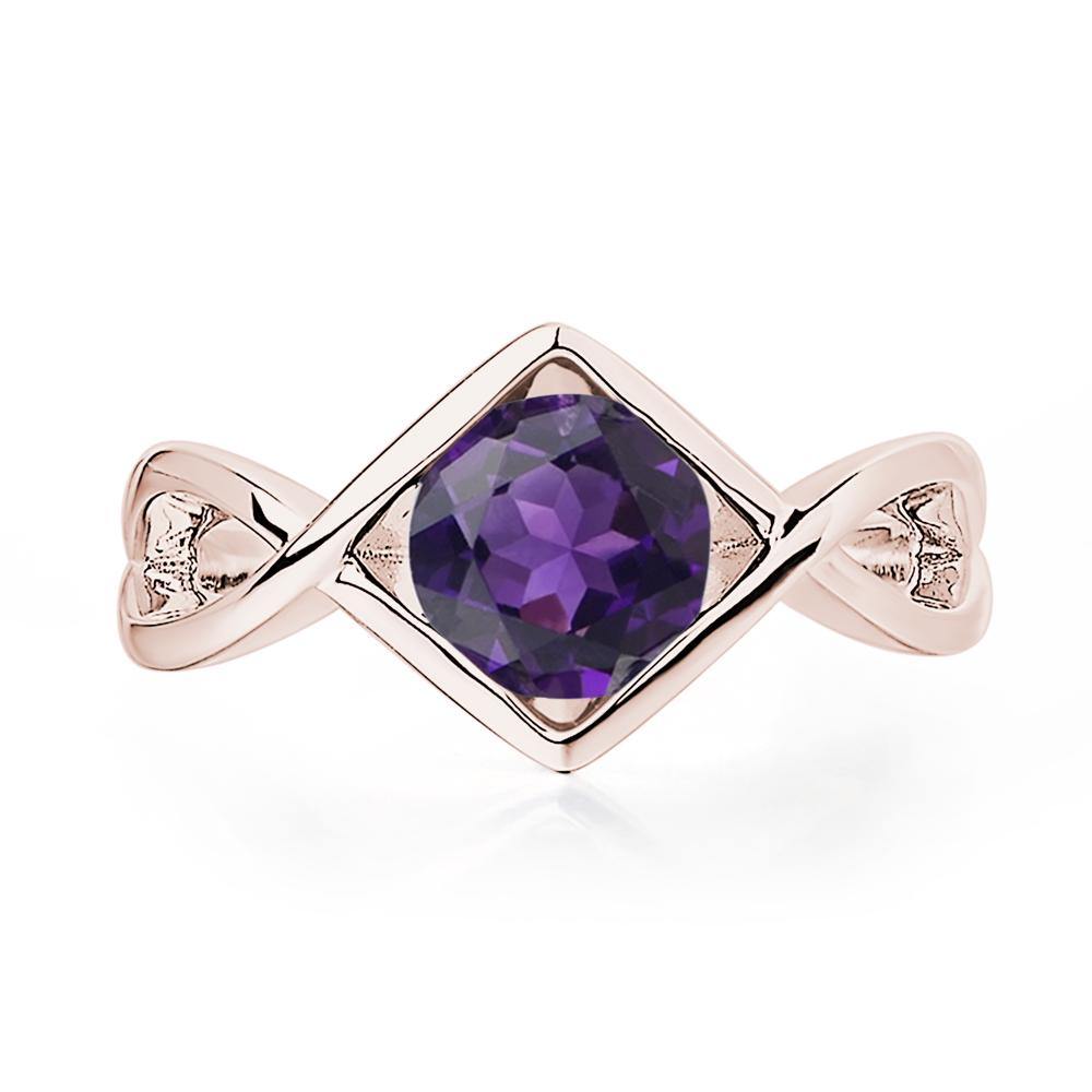 Amethyst Bezel Set Infinity Solitaire Ring - LUO Jewelry #metal_14k rose gold