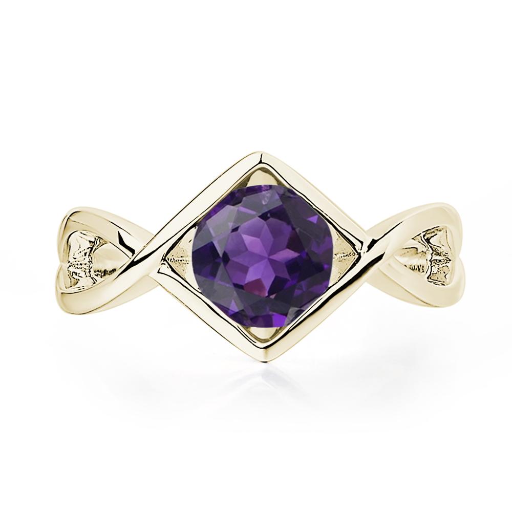 Amethyst Bezel Set Infinity Solitaire Ring - LUO Jewelry #metal_14k yellow gold