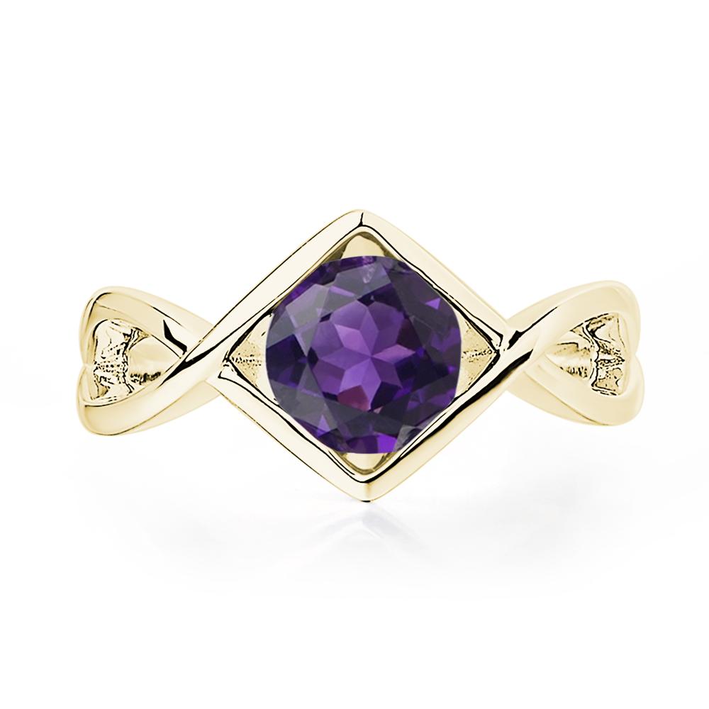 Amethyst Bezel Set Infinity Solitaire Ring - LUO Jewelry #metal_18k yellow gold