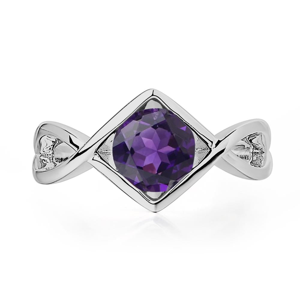 Amethyst Bezel Set Infinity Solitaire Ring - LUO Jewelry #metal_platinum