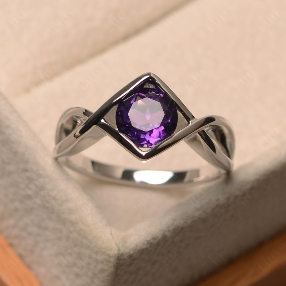 Vintage Amethyst Bezel Set Solitaire Ring - LUO Jewelry