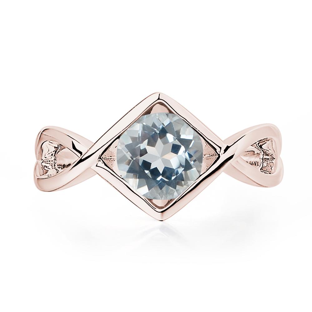 Aquamarine Bezel Set Infinity Solitaire Ring - LUO Jewelry #metal_14k rose gold