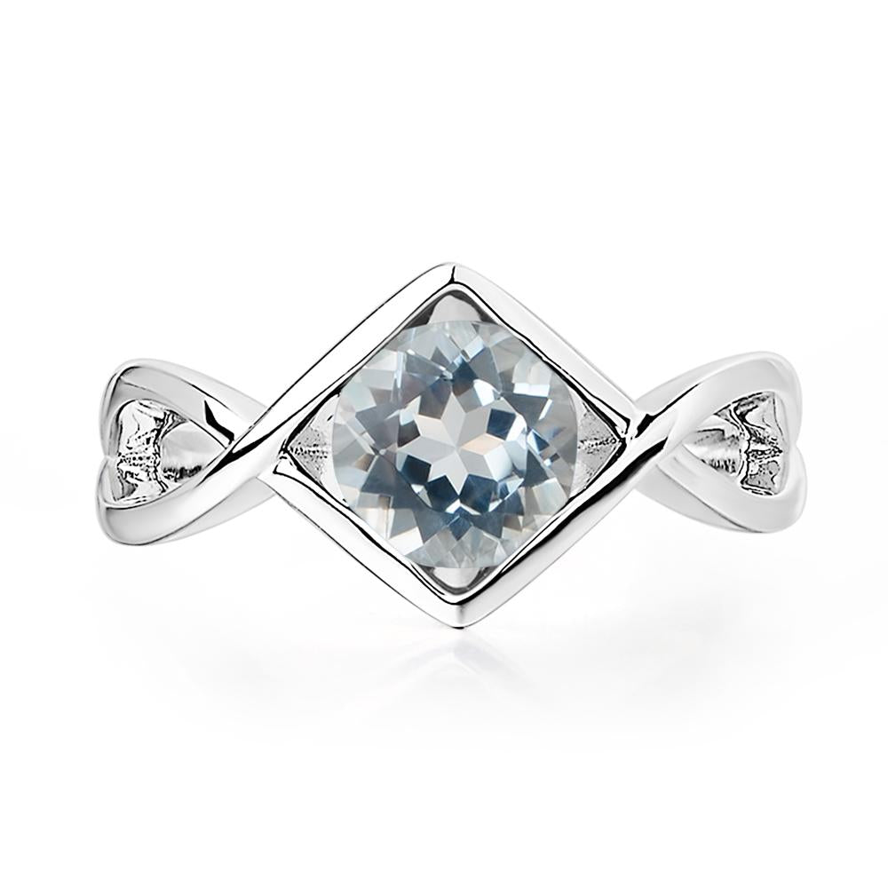 Aquamarine Bezel Set Infinity Solitaire Ring - LUO Jewelry #metal_14k white gold