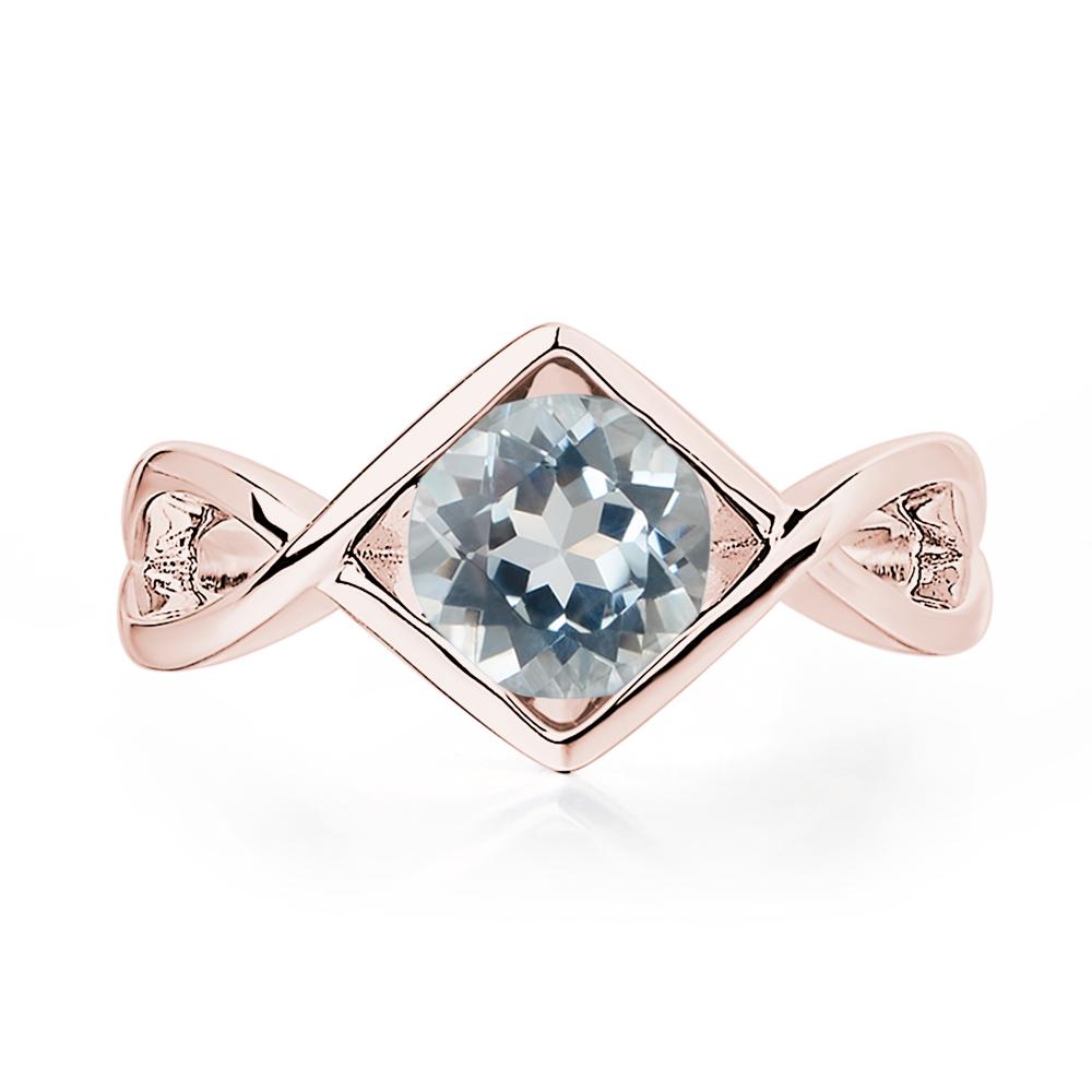 Aquamarine Bezel Set Infinity Solitaire Ring - LUO Jewelry #metal_18k rose gold