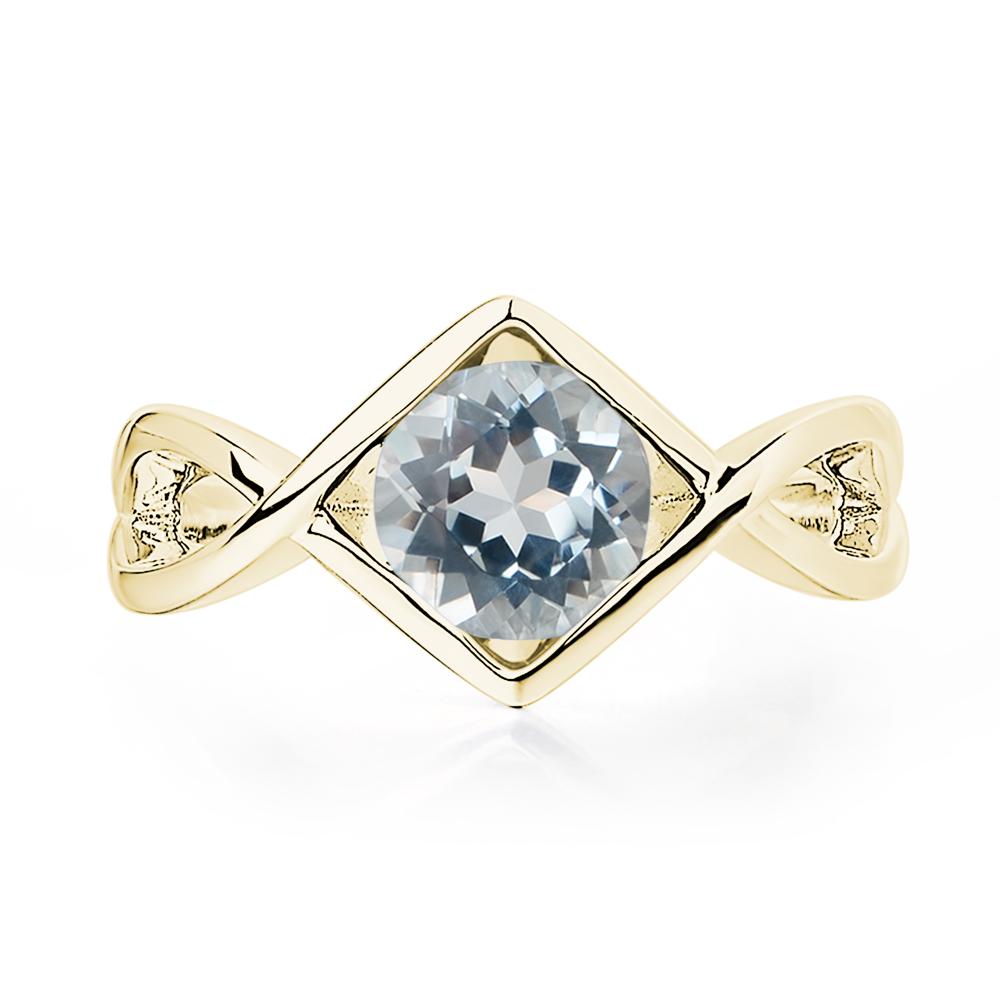 Aquamarine Bezel Set Infinity Solitaire Ring - LUO Jewelry #metal_18k yellow gold