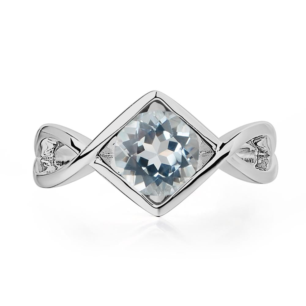 Aquamarine Bezel Set Infinity Solitaire Ring - LUO Jewelry #metal_platinum