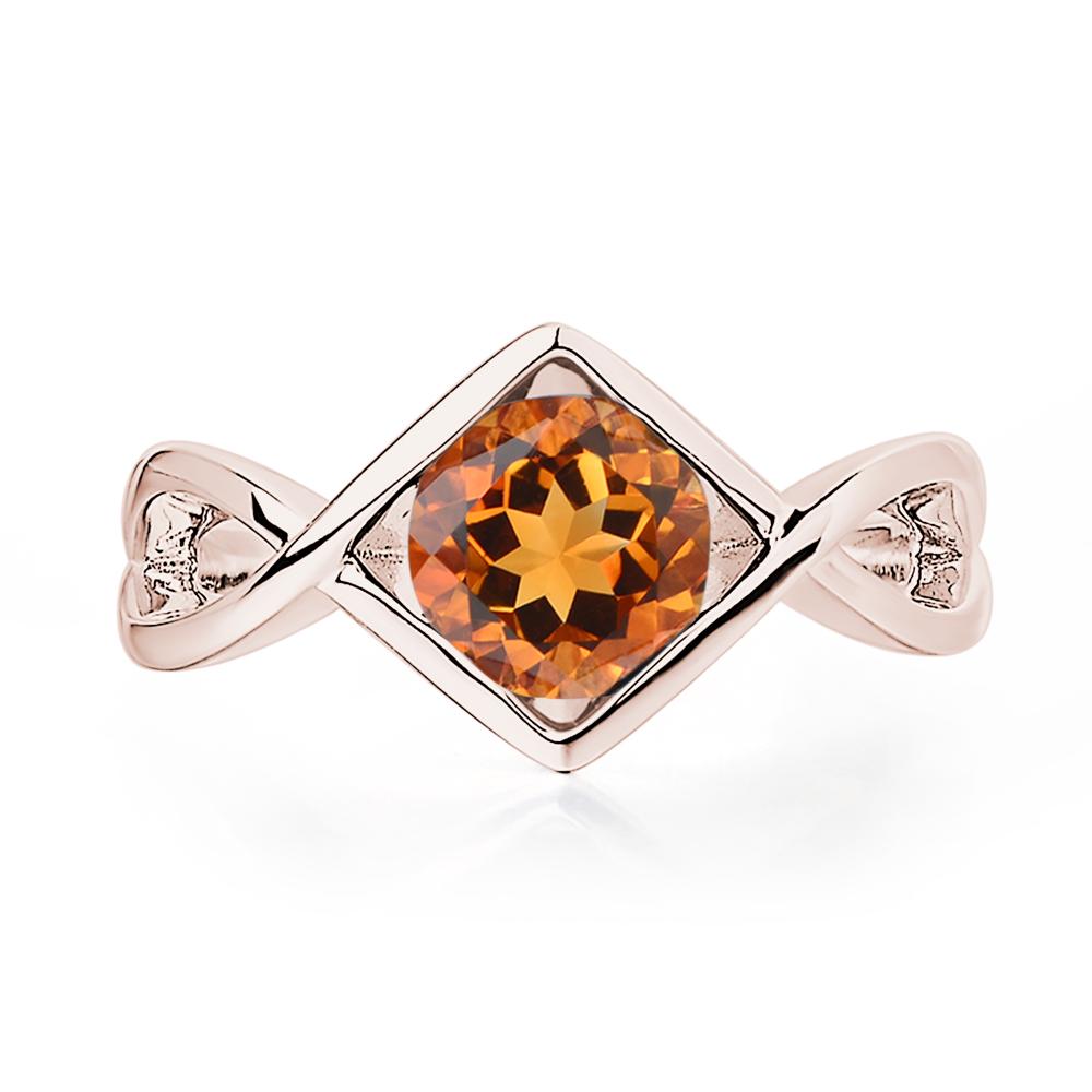 Citrine Bezel Set Infinity Solitaire Ring - LUO Jewelry #metal_14k rose gold