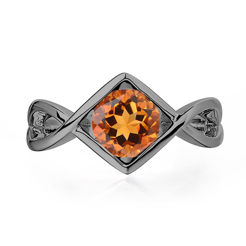 Citrine Bezel Set Infinity Solitaire Ring - LUO Jewelry #metal_black finish sterling silver