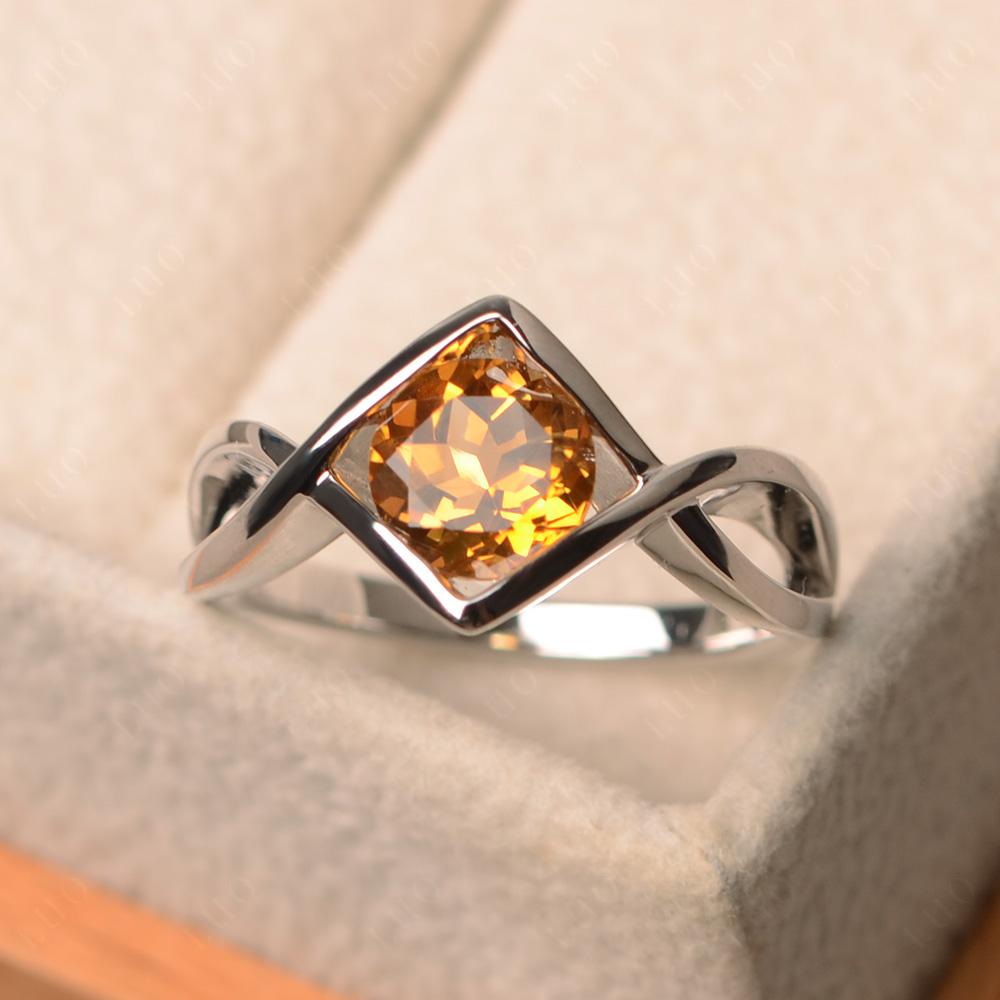 Citrine Bezel Set Infinity Solitaire Ring - LUO Jewelry