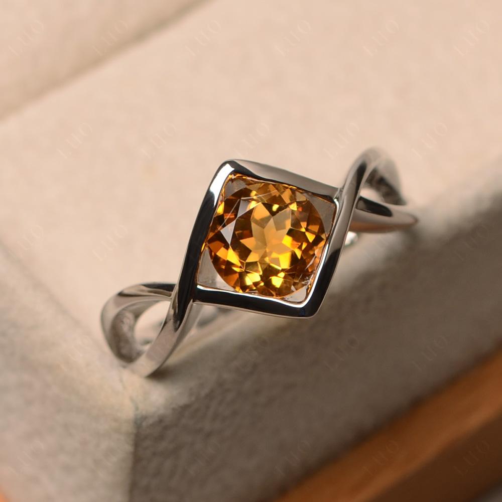 Citrine Bezel Set Infinity Solitaire Ring - LUO Jewelry