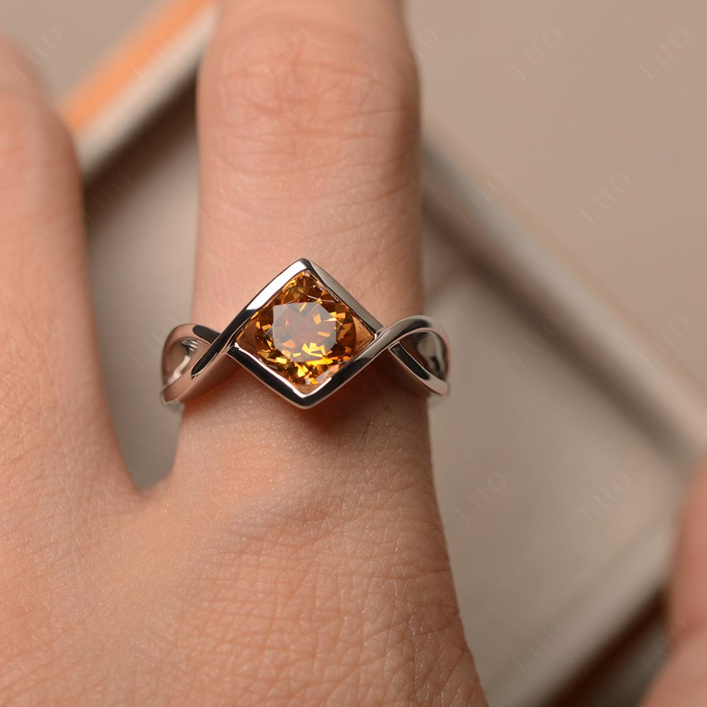 Citrine Bezel Set Infinity Solitaire Ring - LUO Jewelry