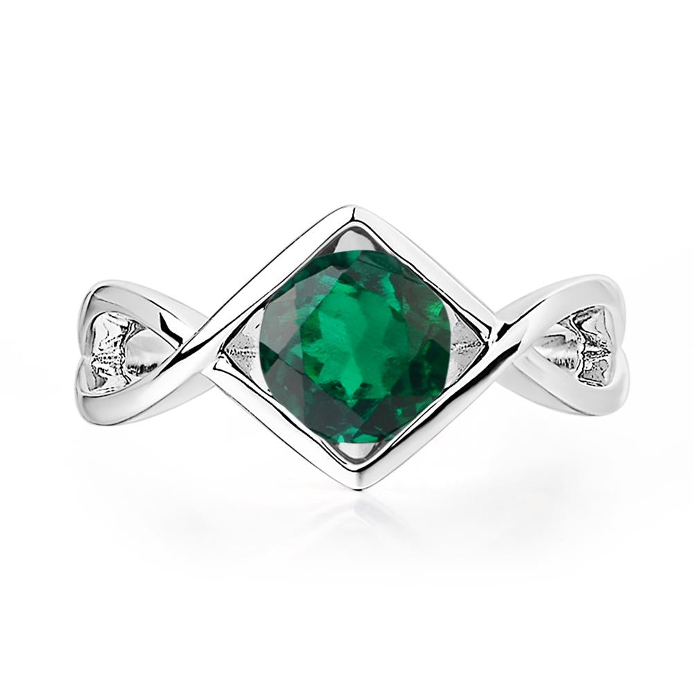 Emerald Bezel Set Infinity Solitaire Ring - LUO Jewelry #metal_14k white gold