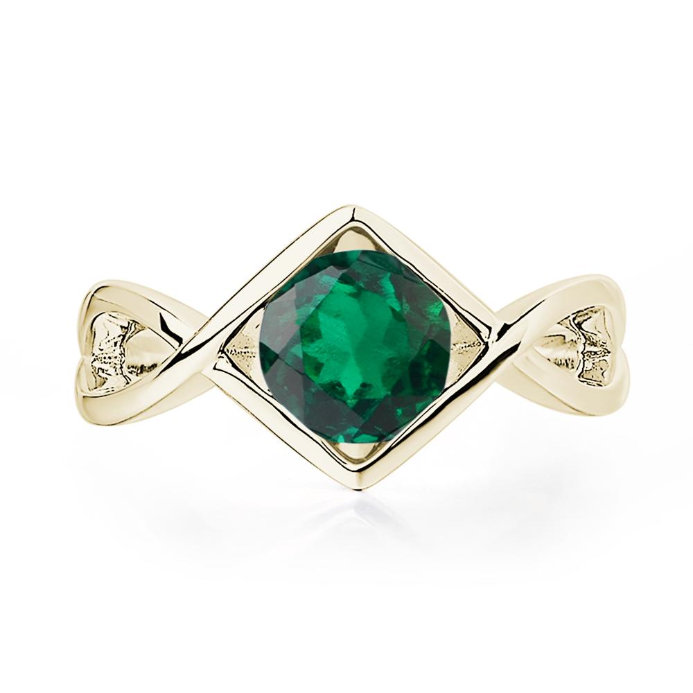Emerald Bezel Set Infinity Solitaire Ring - LUO Jewelry #metal_14k yellow gold