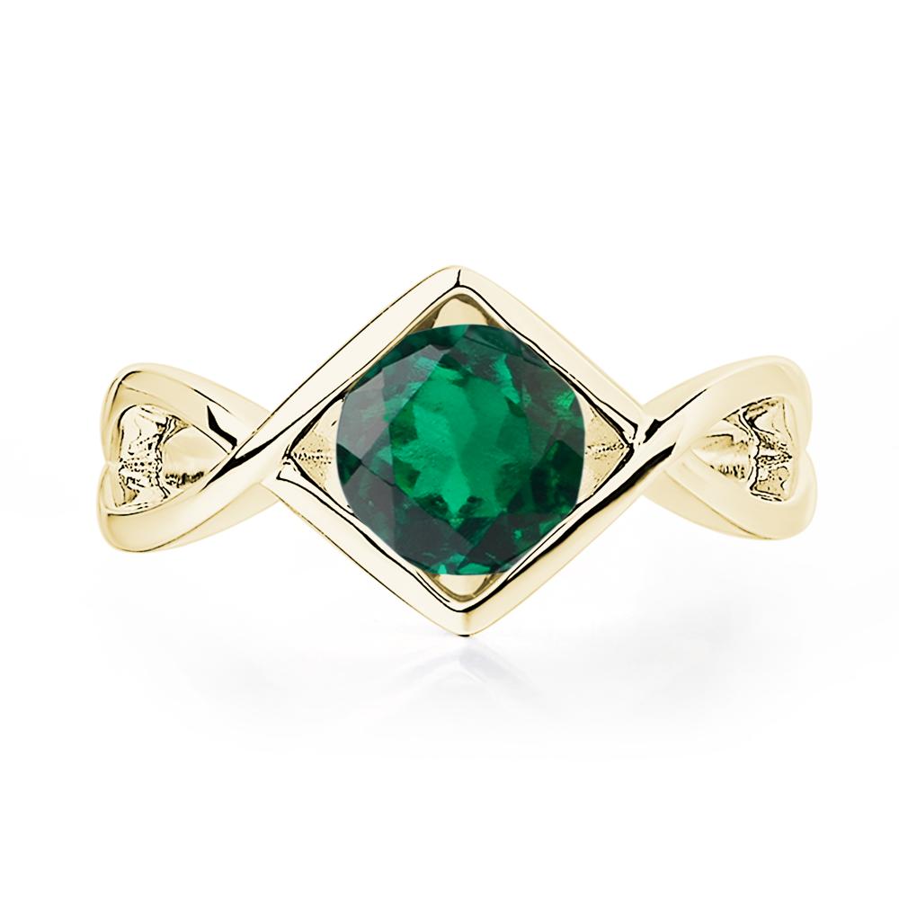 Emerald Bezel Set Infinity Solitaire Ring - LUO Jewelry #metal_18k yellow gold