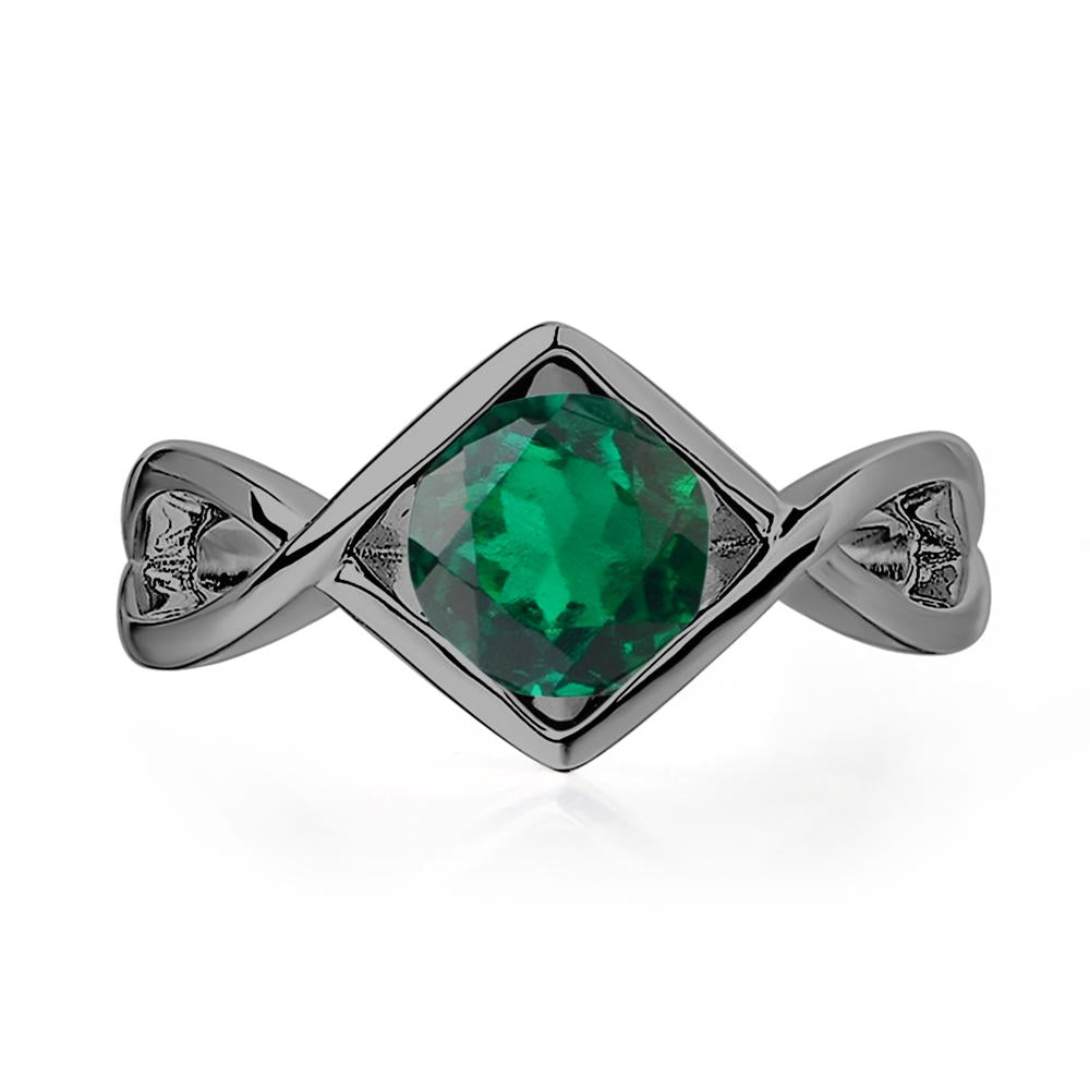 Emerald Bezel Set Infinity Solitaire Ring - LUO Jewelry #metal_black finish sterling silver