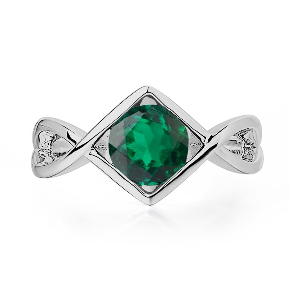 Emerald Bezel Set Infinity Solitaire Ring - LUO Jewelry #metal_platinum