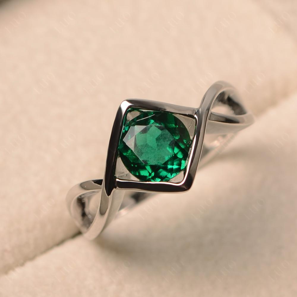 Emerald Bezel Set Infinity Solitaire Ring - LUO Jewelry