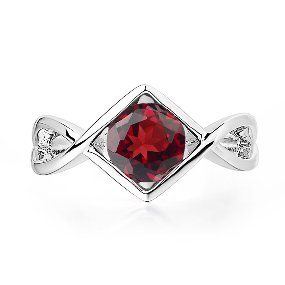 Garnet Bezel Set Infinity Solitaire Ring - LUO Jewelry #metal_18k white gold