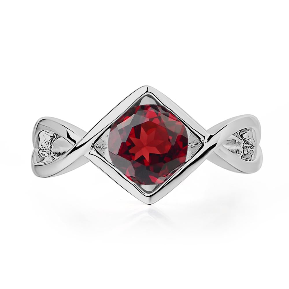 Garnet Bezel Set Infinity Solitaire Ring - LUO Jewelry #metal_platinum