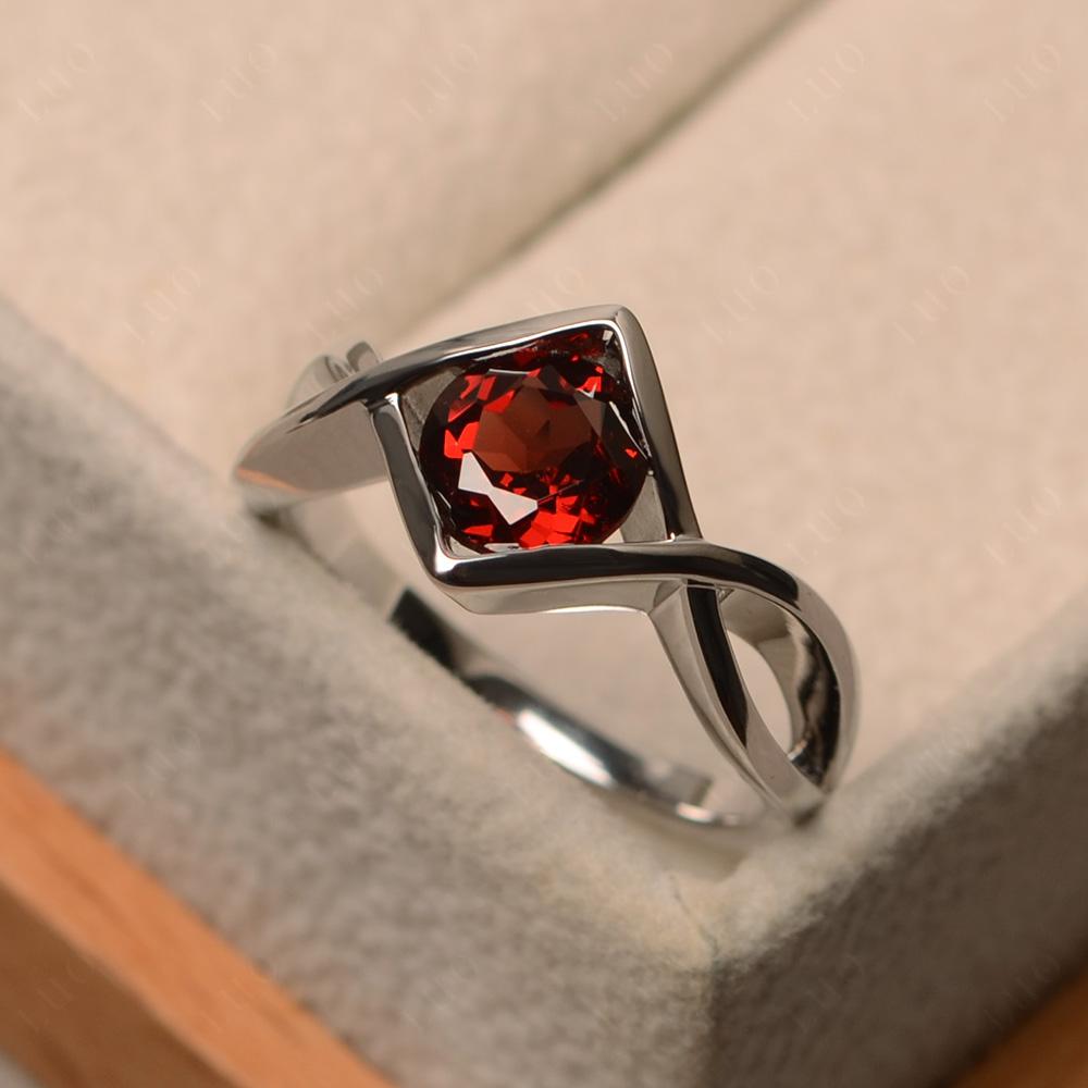 Garnet Bezel Set Infinity Solitaire Ring - LUO Jewelry