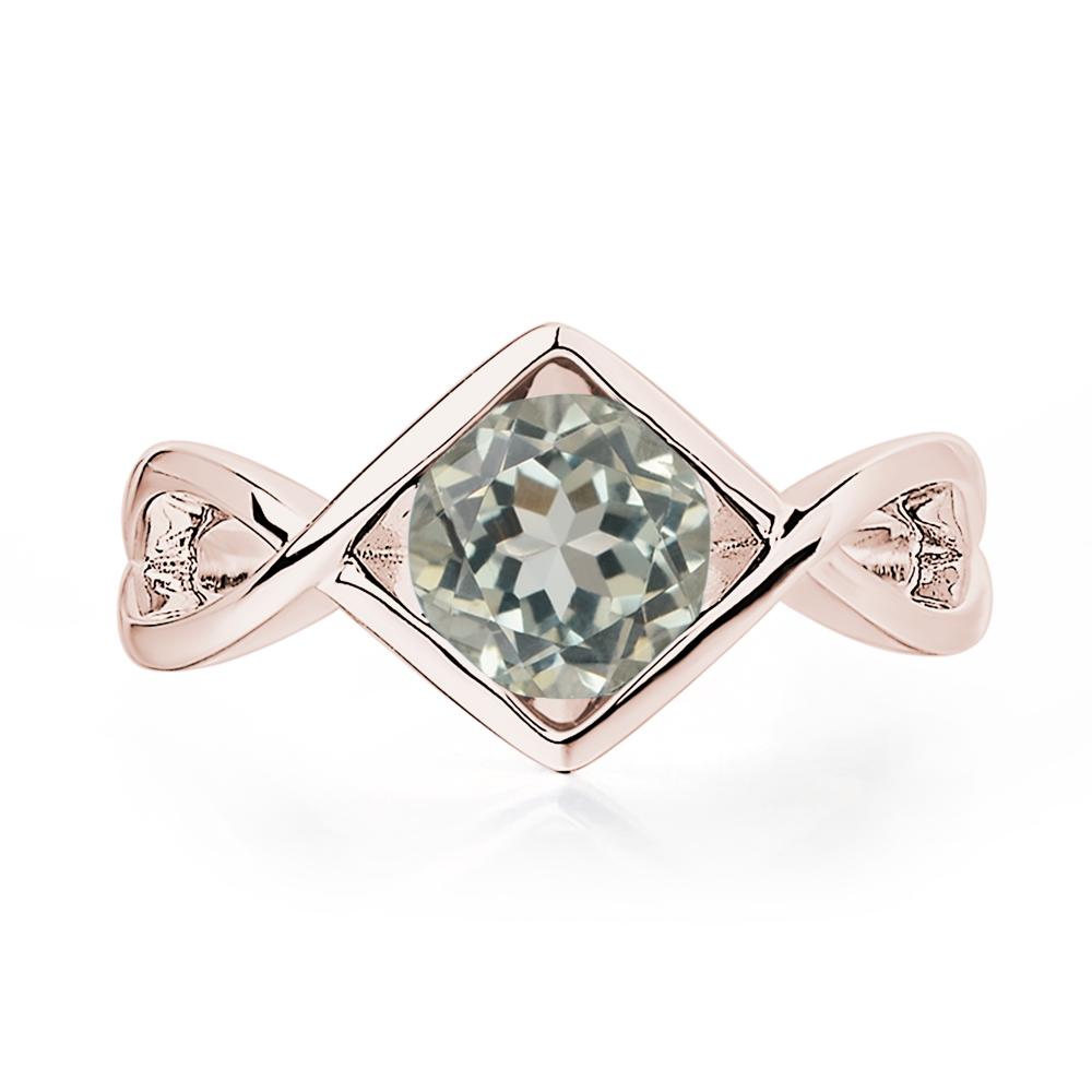 Green Amethyst Bezel Set Infinity Solitaire Ring - LUO Jewelry #metal_14k rose gold