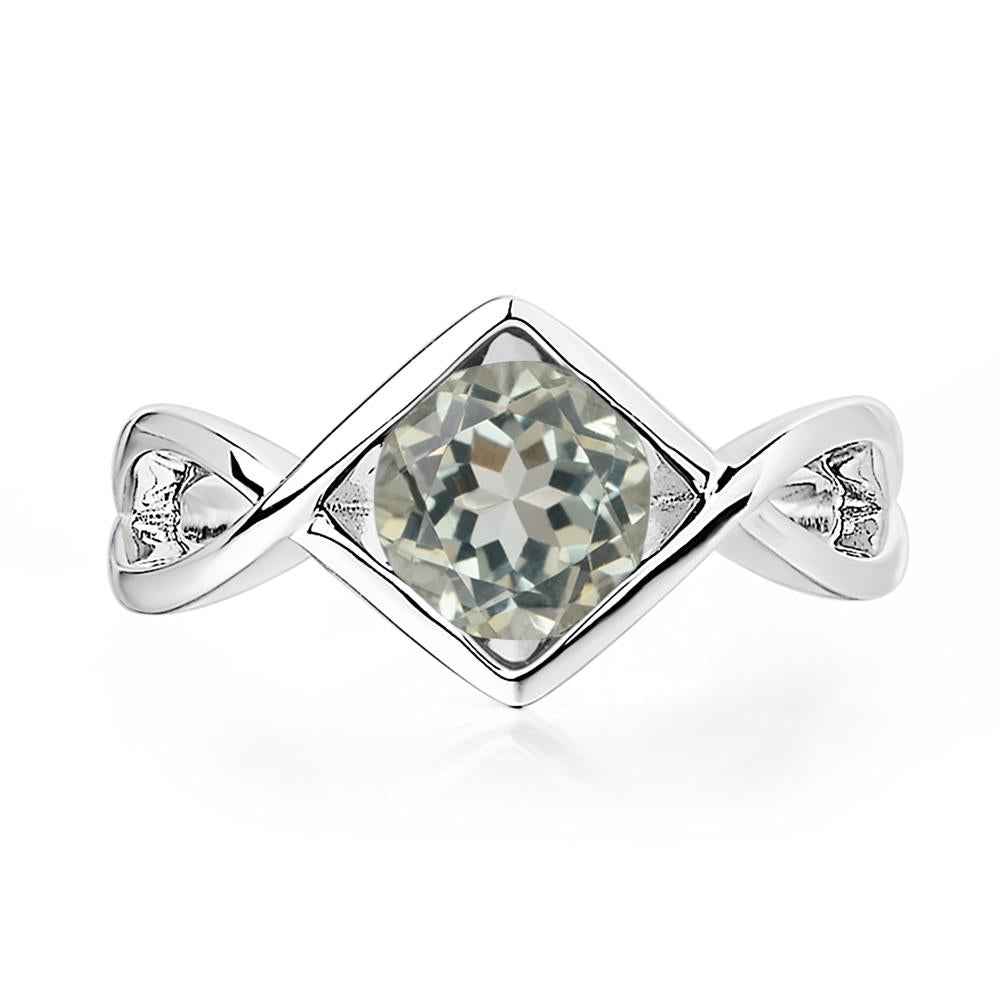 Green Amethyst Bezel Set Infinity Solitaire Ring - LUO Jewelry #metal_14k white gold