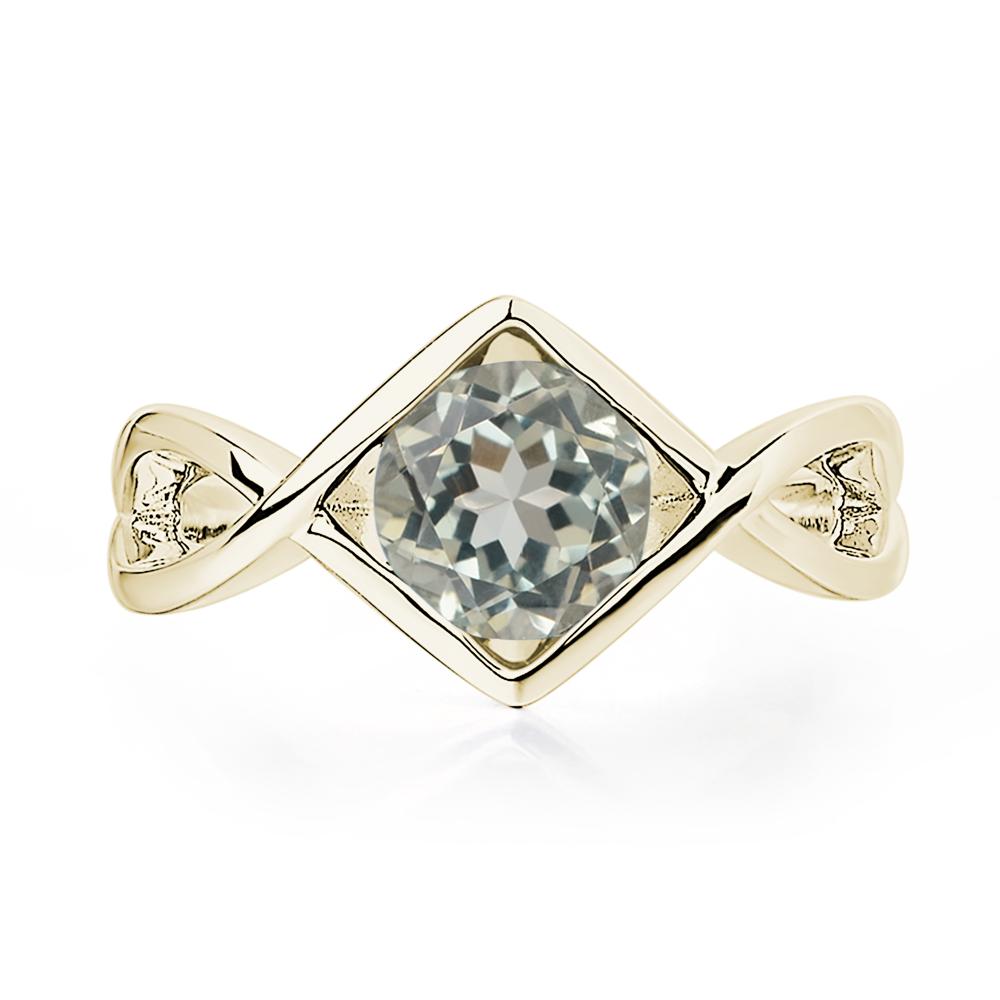Green Amethyst Bezel Set Infinity Solitaire Ring - LUO Jewelry #metal_14k yellow gold