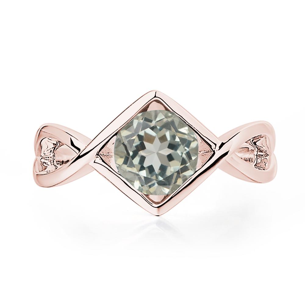 Green Amethyst Bezel Set Infinity Solitaire Ring - LUO Jewelry #metal_18k rose gold