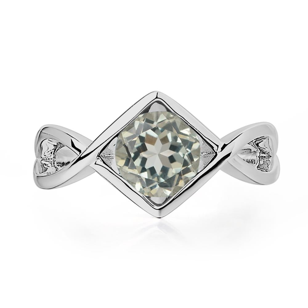 Green Amethyst Bezel Set Infinity Solitaire Ring - LUO Jewelry #metal_platinum