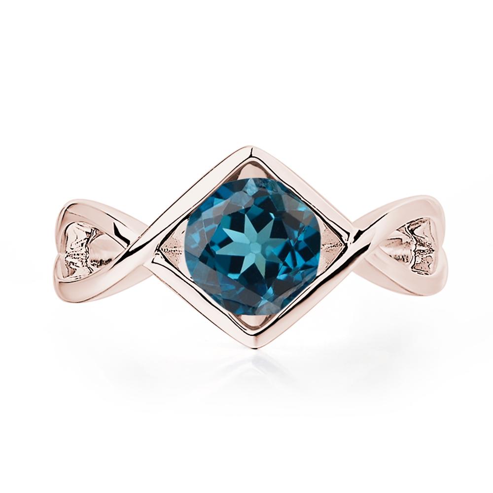 London Blue Topaz Bezel Set Infinity Solitaire Ring - LUO Jewelry #metal_14k rose gold