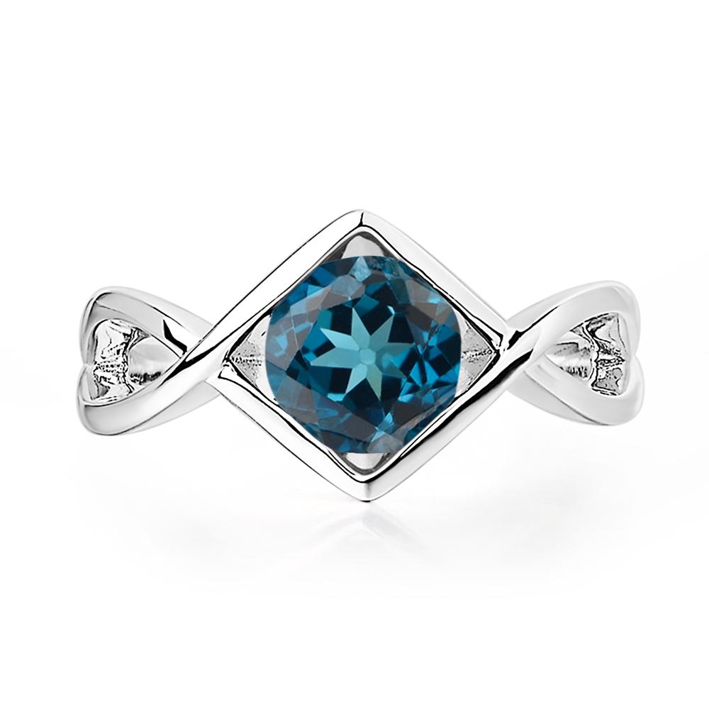 London Blue Topaz Bezel Set Infinity Solitaire Ring - LUO Jewelry #metal_14k white gold