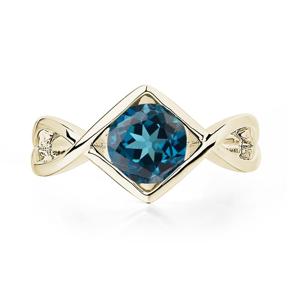 London Blue Topaz Bezel Set Infinity Solitaire Ring - LUO Jewelry #metal_14k yellow gold