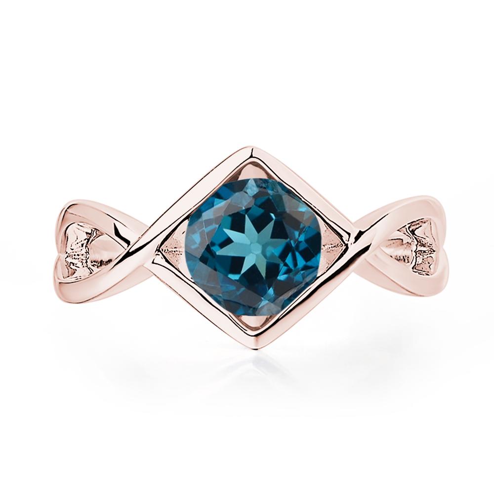 London Blue Topaz Bezel Set Infinity Solitaire Ring - LUO Jewelry #metal_18k rose gold