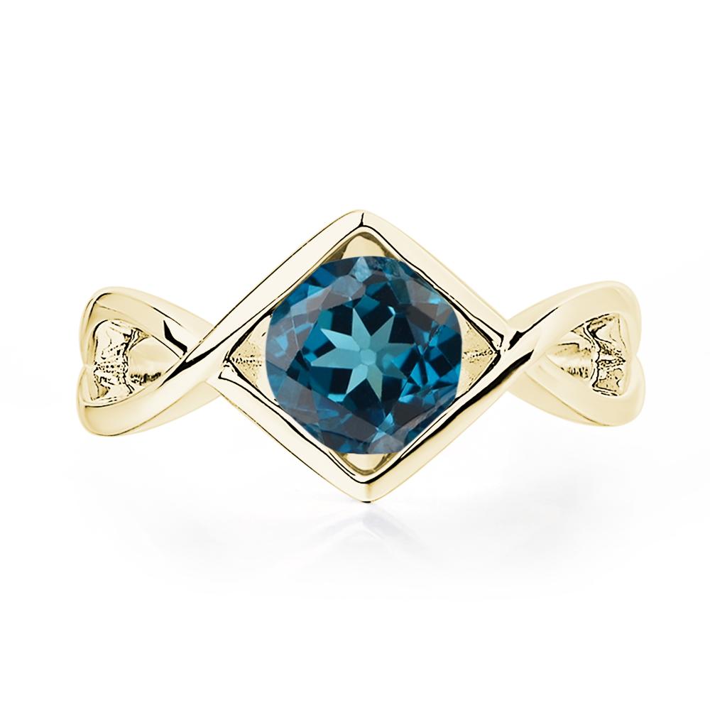 London Blue Topaz Bezel Set Infinity Solitaire Ring - LUO Jewelry #metal_18k yellow gold