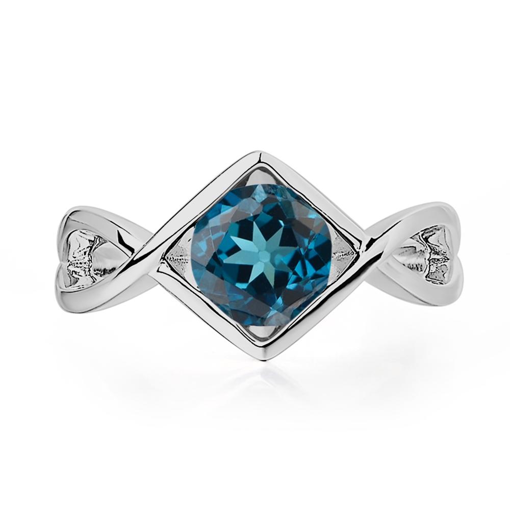 London Blue Topaz Bezel Set Infinity Solitaire Ring - LUO Jewelry #metal_platinum