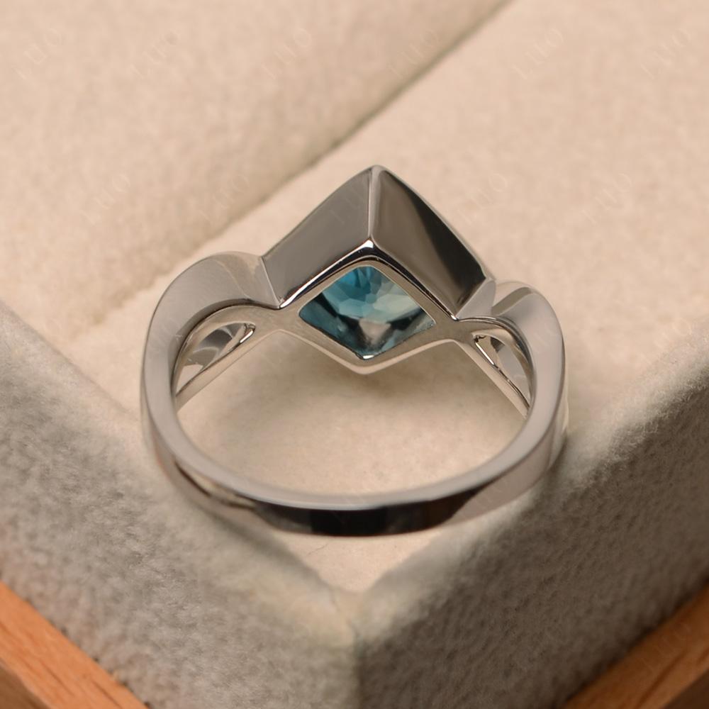 Vintage London Blue Topaz Bezel Set Solitaire Ring - LUO Jewelry