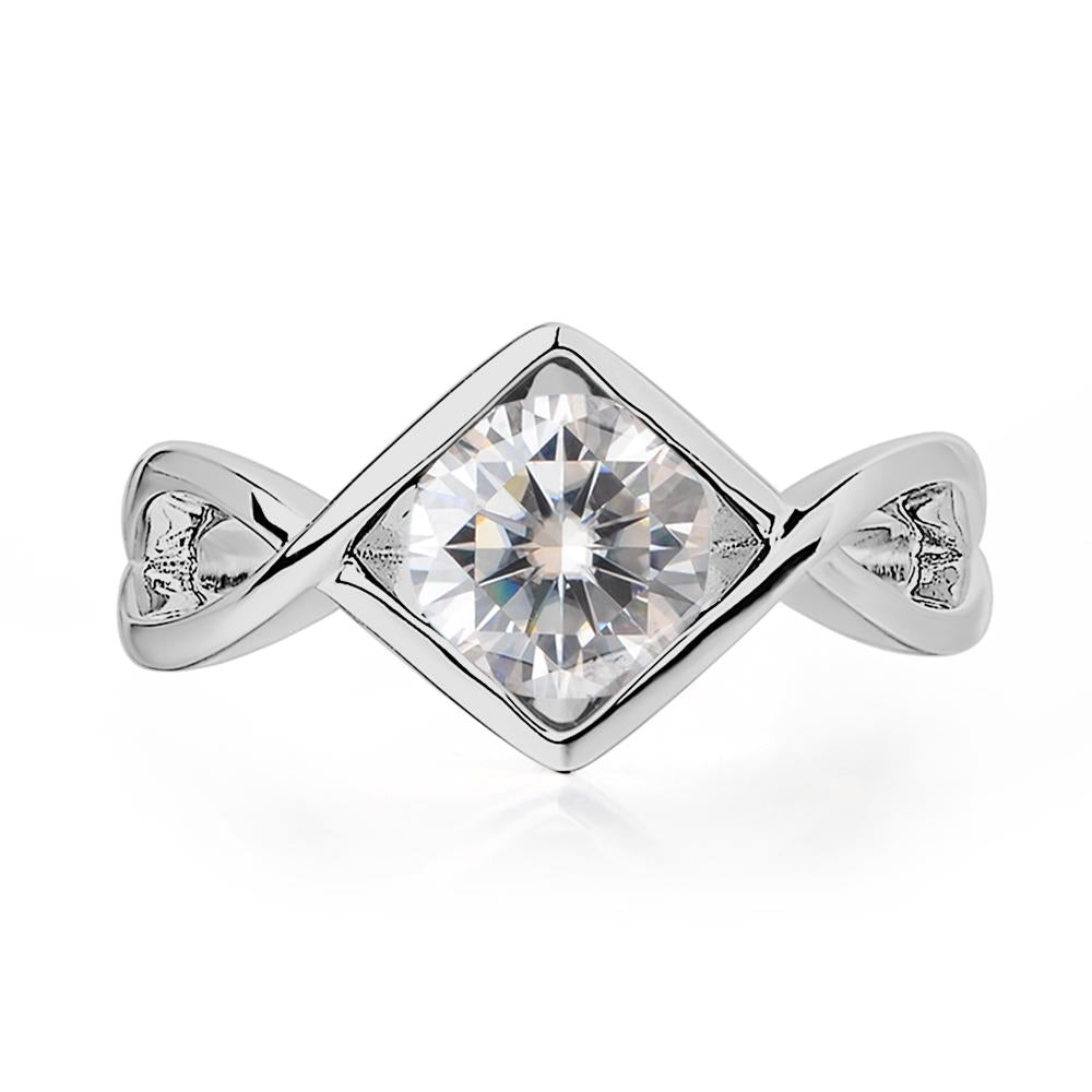 Moissanite Bezel Set Infinity Solitaire Ring - LUO Jewelry #metal_platinum